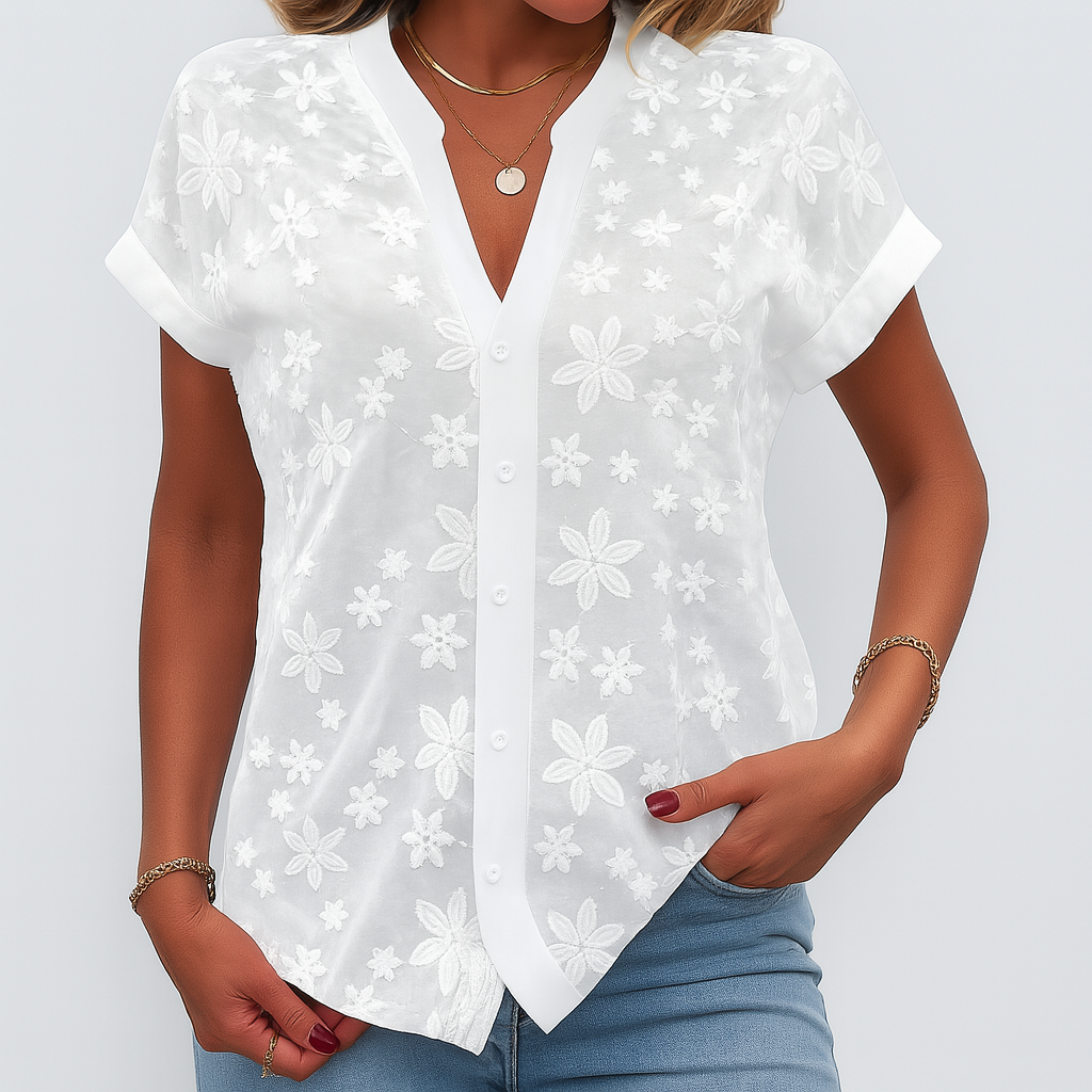Women's Short-Sleeve Floral Print Blouse