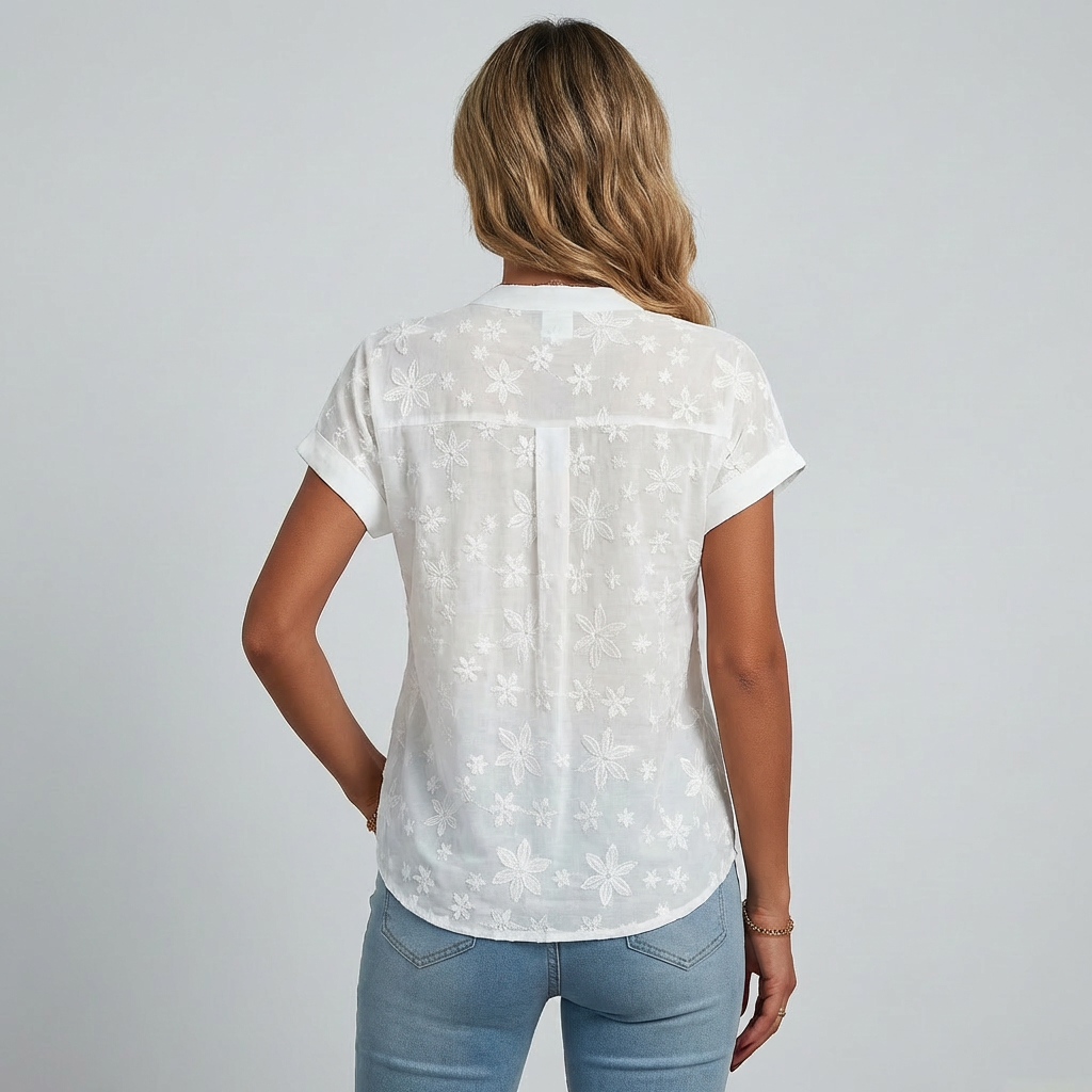 Women's Short-Sleeve Floral Print Blouse