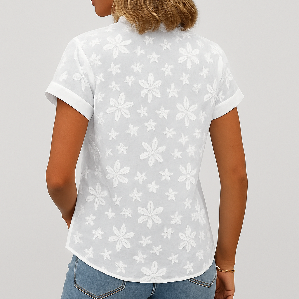 Women's Short-Sleeve Floral Print Blouse