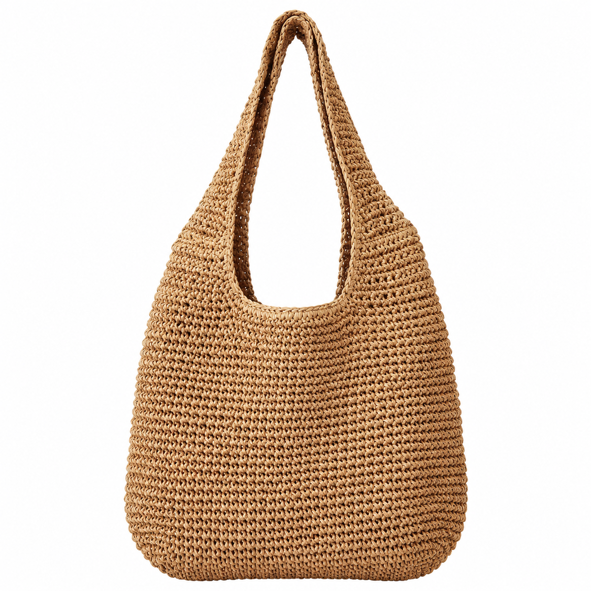 Women's Shoulder Bag in Woven-Texture Polyester with Paper Lining - Spacious Shopper Tote with Two Long Handles