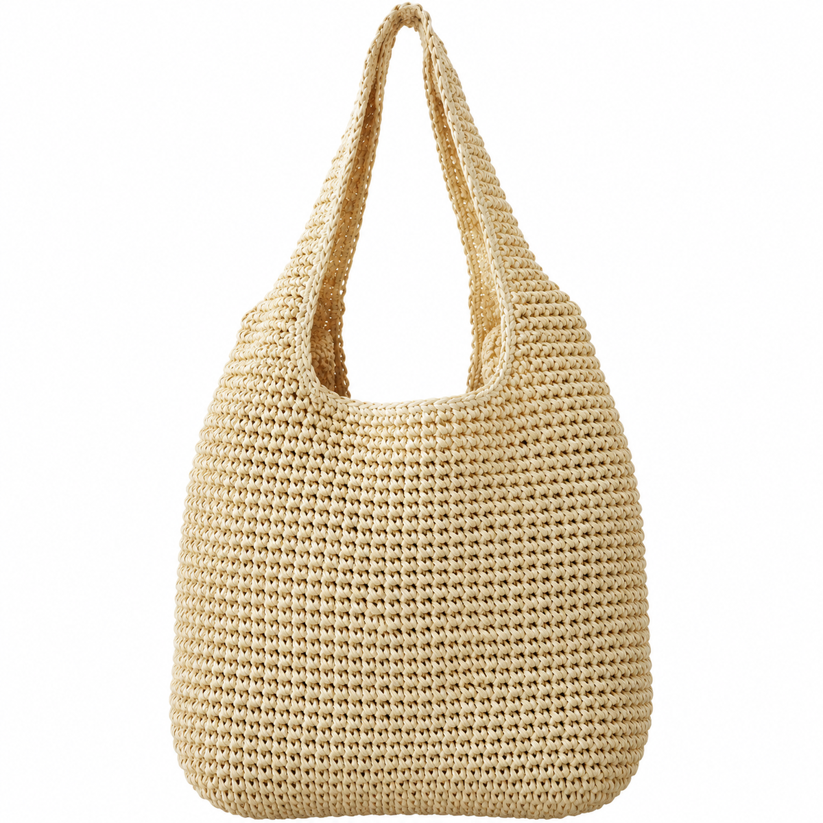 Women's Shoulder Bag in Woven-Texture Polyester with Paper Lining - Spacious Shopper Tote with Two Long Handles