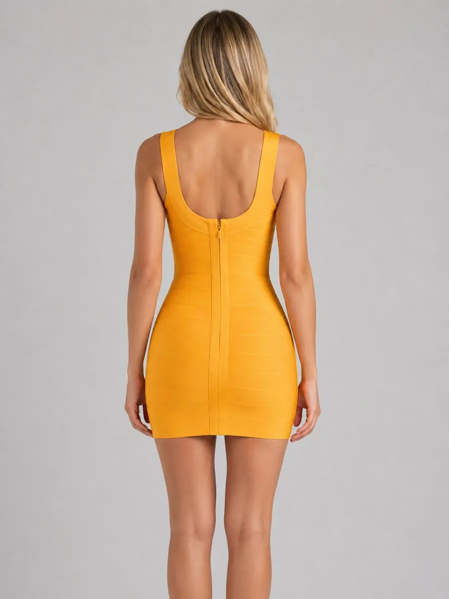 Women's Sleeveless Bandage Scoop Neck Bodycon Mini Dress
