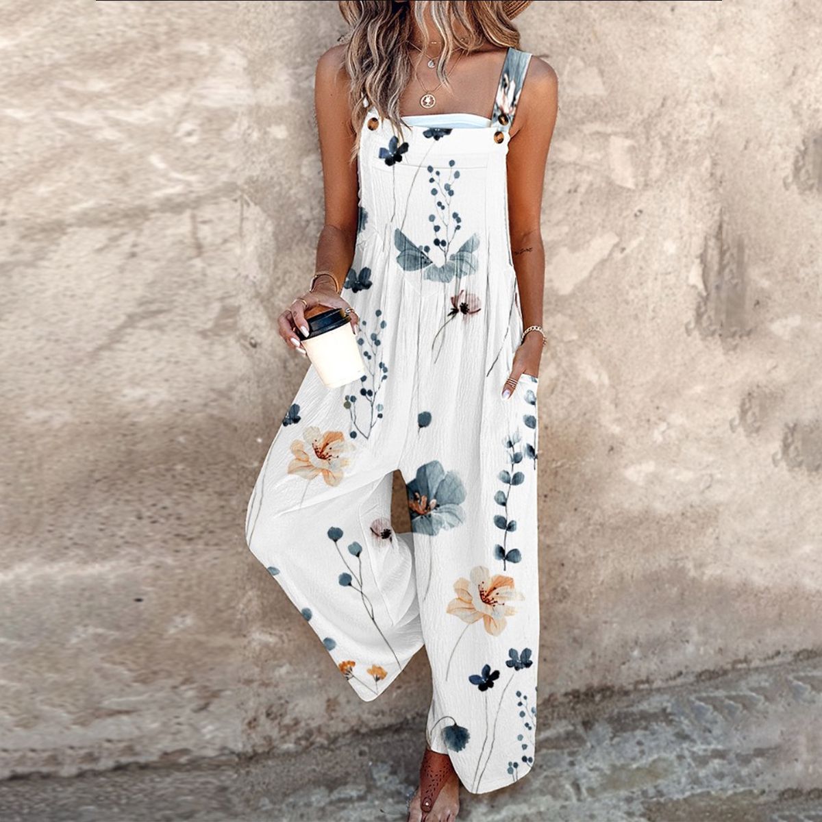 Women's Sleeveless Floral Jumpsuit Maxi