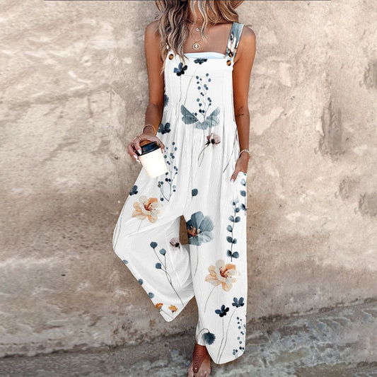 Women's Sleeveless Floral Jumpsuit Maxi