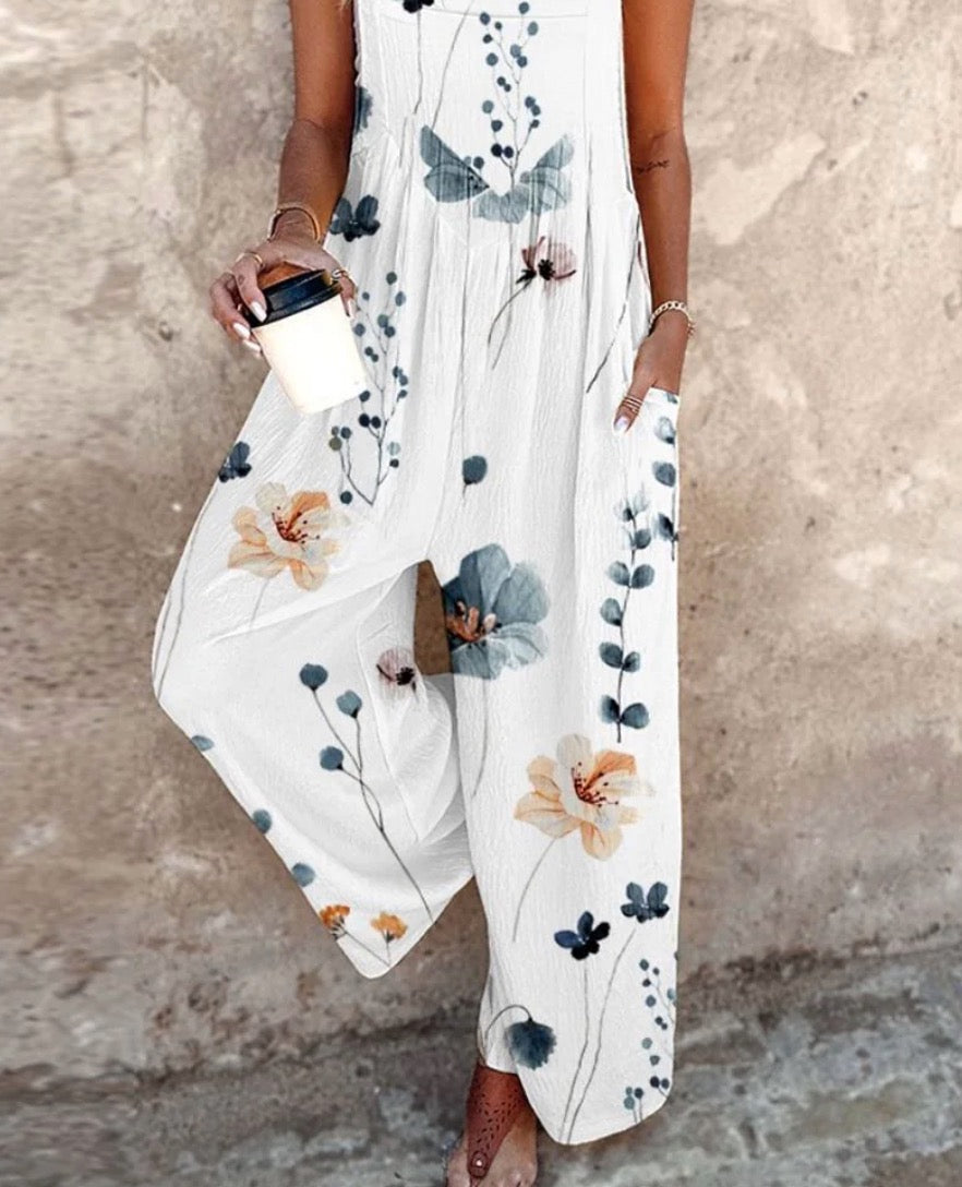 Women's Sleeveless Floral Jumpsuit Maxi