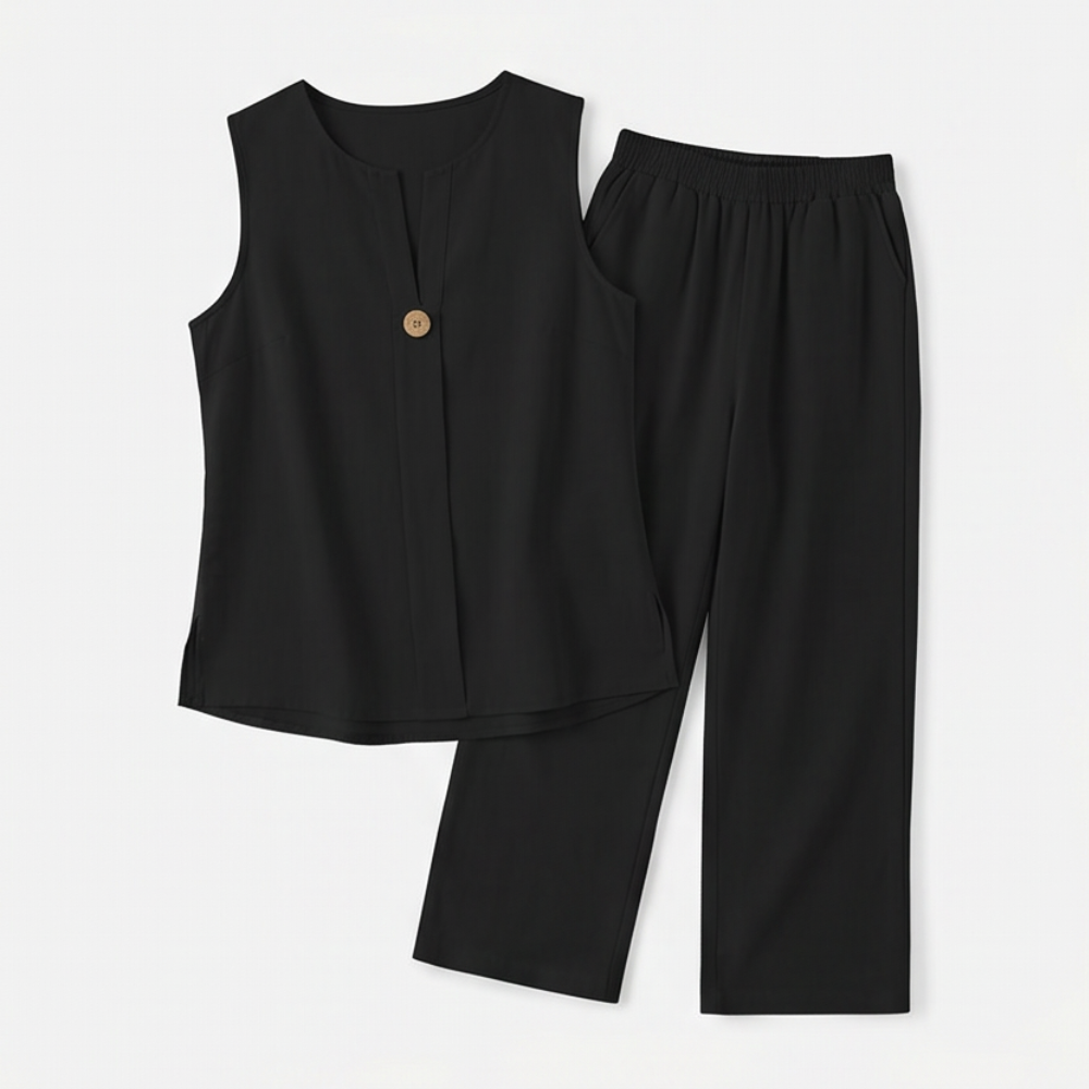 Women's Sleeveless Linen Co-Ord Set with Wide-Leg Pants