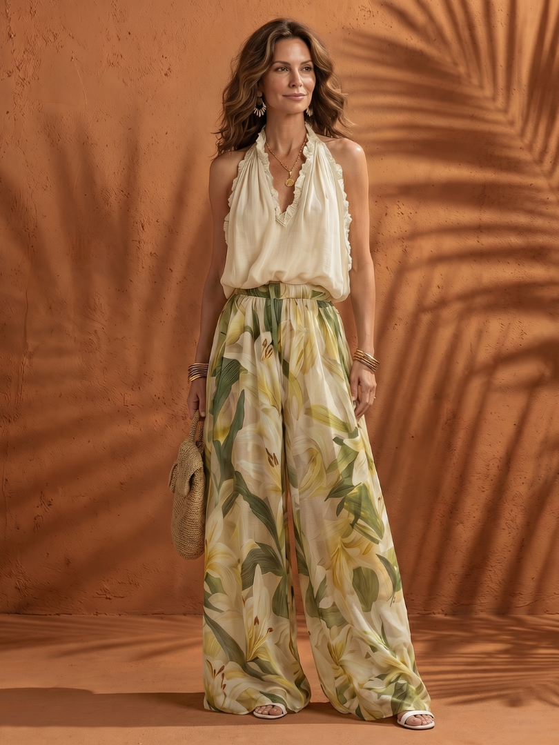Women's Sleeveless Wide-Leg Set