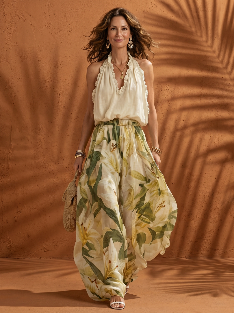 Women's Sleeveless Wide-Leg Set