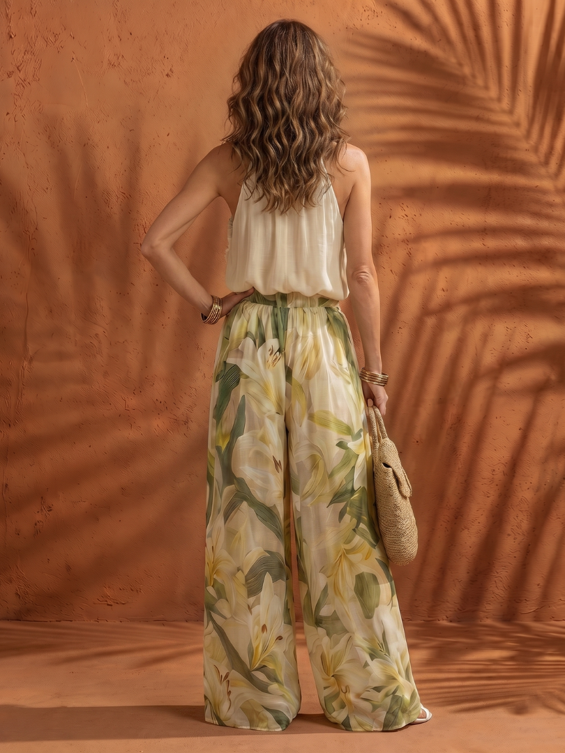 Women's Sleeveless Wide-Leg Set