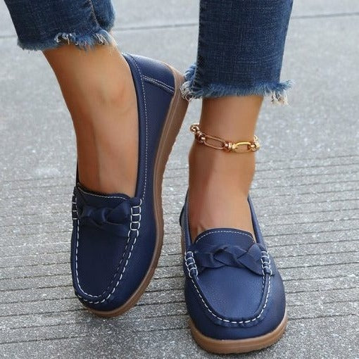 Women's Soft Leather Slip-On Walking Loafers