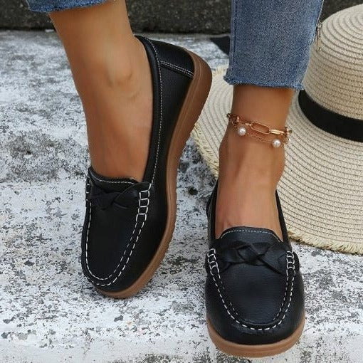 Women's Soft Leather Slip-On Walking Loafers