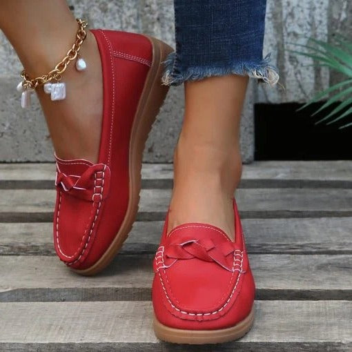 Women's Soft Leather Slip-On Walking Loafers