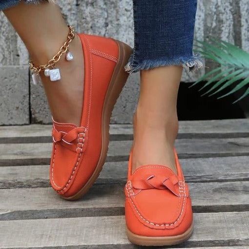 Women's Soft Leather Slip-On Walking Loafers