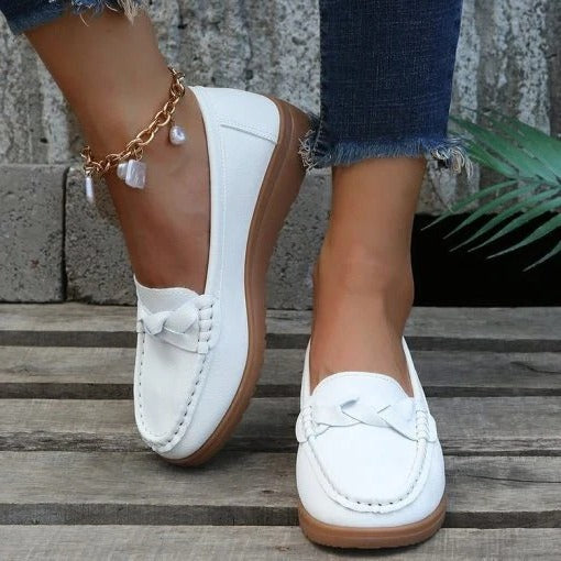 Women's Soft Leather Slip-On Walking Loafers