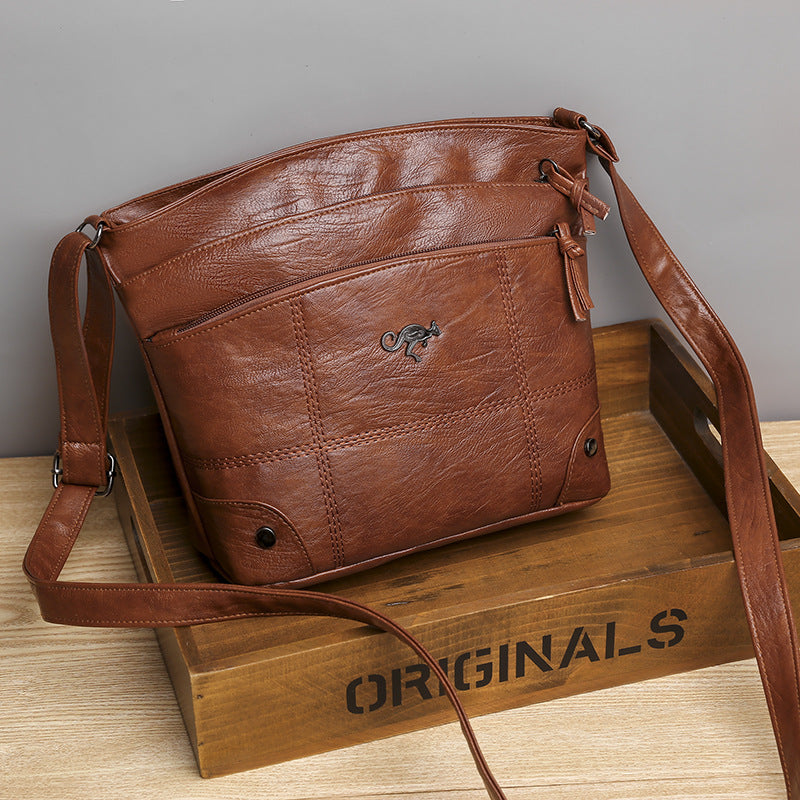 Women's Soft Multi-Compartment Messenger Shoulder Bag