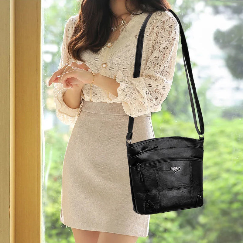 Women's Soft Multi-Compartment Messenger Shoulder Bag