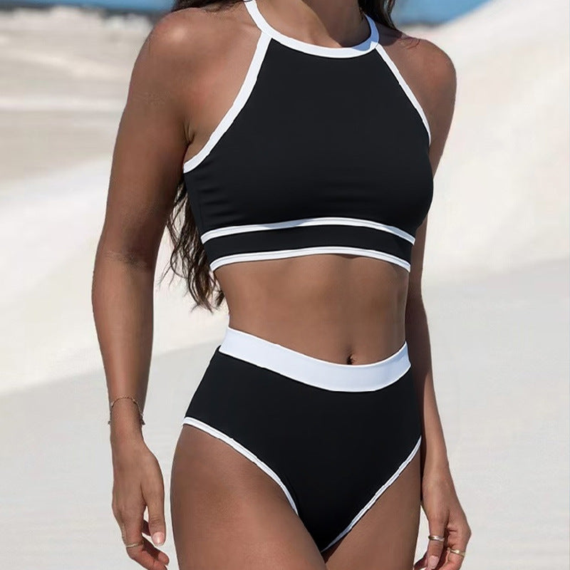 Women's Sporty Bikini Set with High-Cut Bottoms and Racerback Top