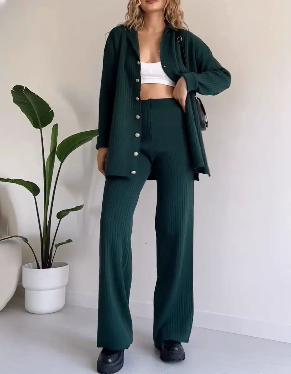 Women's Striped Jacquard Knit Two-Piece Set