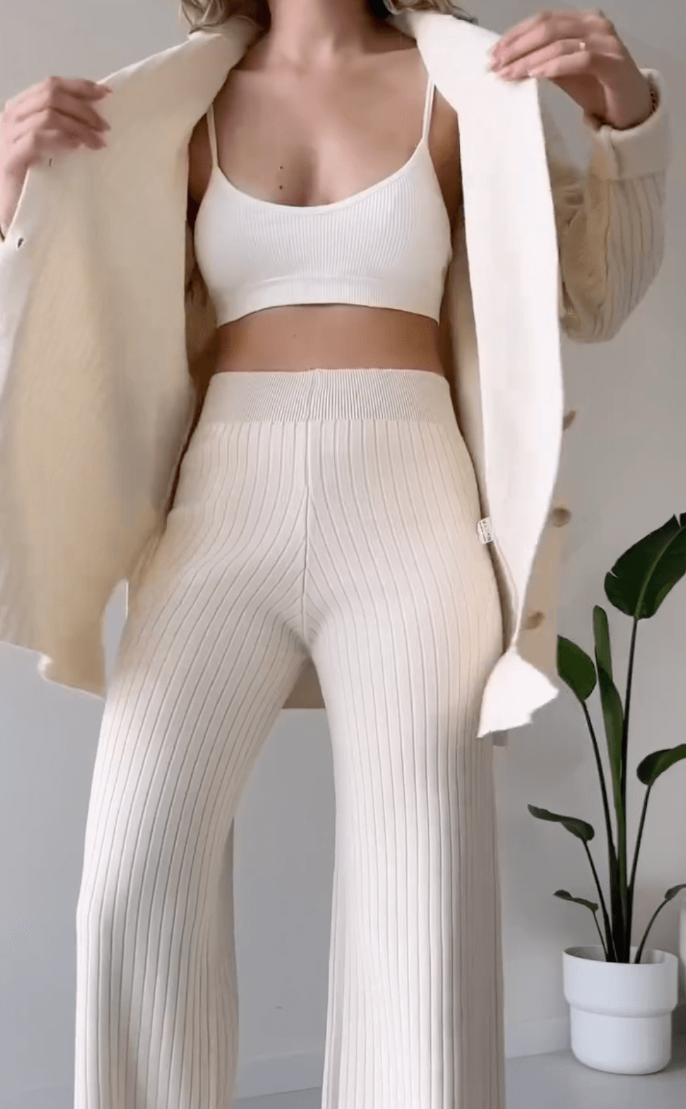 Women's Striped Jacquard Knit Two-Piece Set