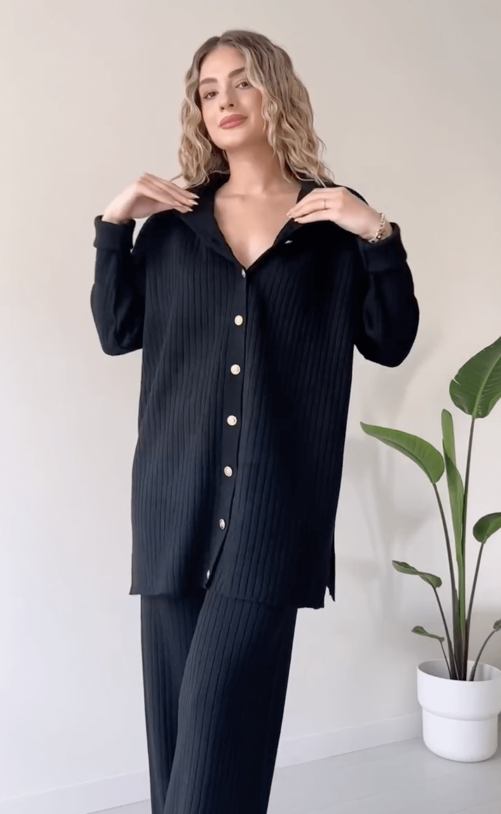 Women's Striped Jacquard Knit Two-Piece Set