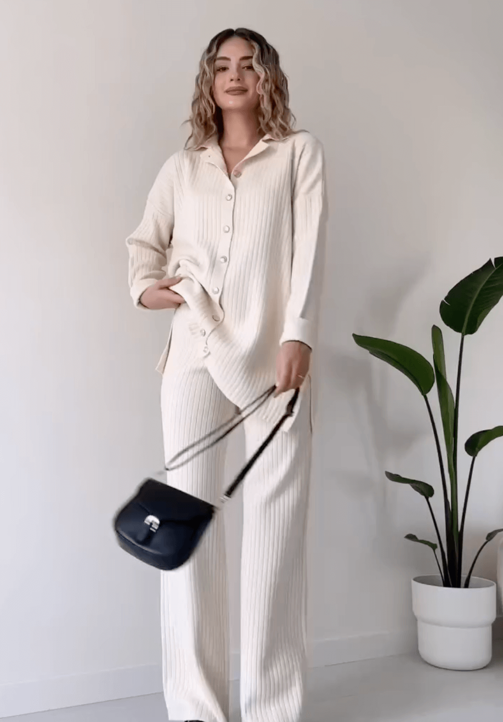Women's Striped Jacquard Knit Two-Piece Set