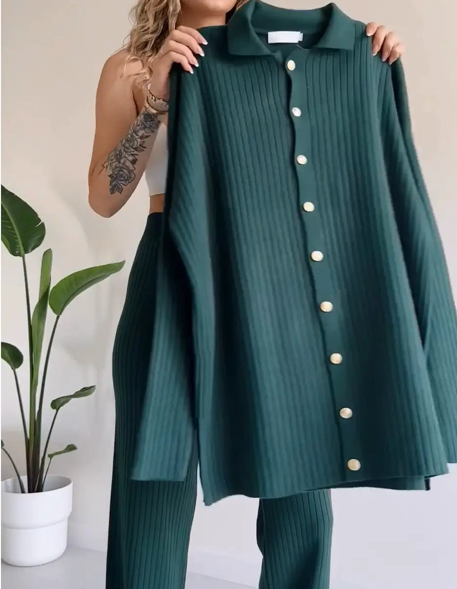 Women's Striped Jacquard Knit Two-Piece Set