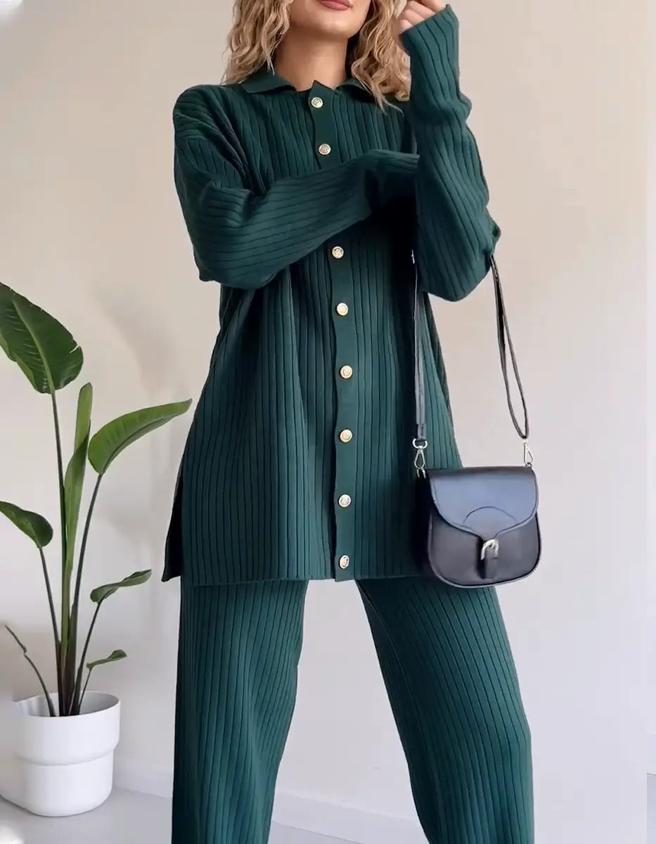 Women's Striped Jacquard Knit Two-Piece Set