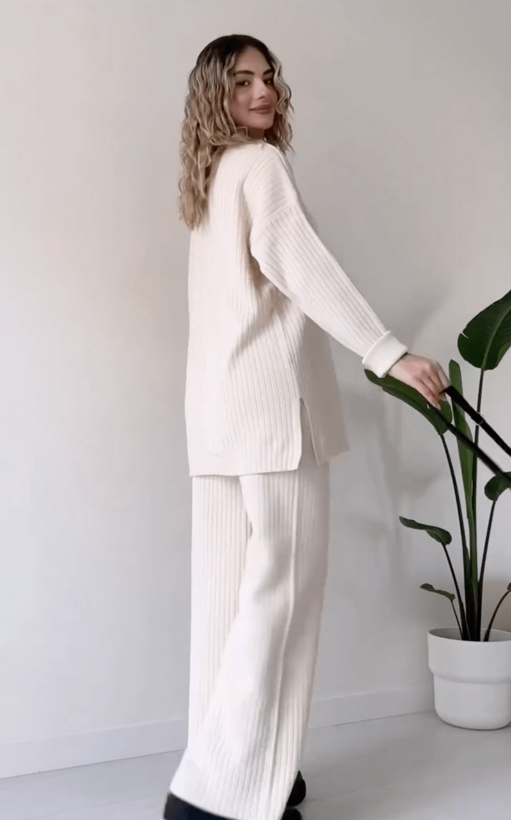 Women's Striped Jacquard Knit Two-Piece Set