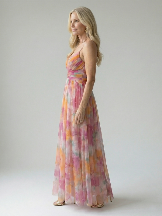Women's V-Neck A-Line Maxi Dress