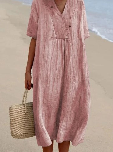 Women's V-Neck A-Line Midi Dress