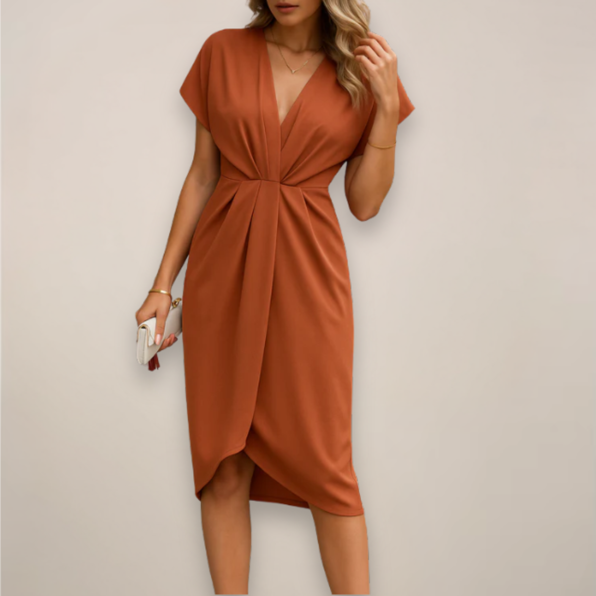 Women's V-Neck Wrap Midi Dress