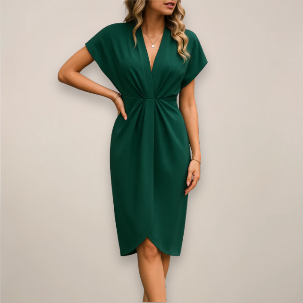 Women's V-Neck Wrap Midi Dress