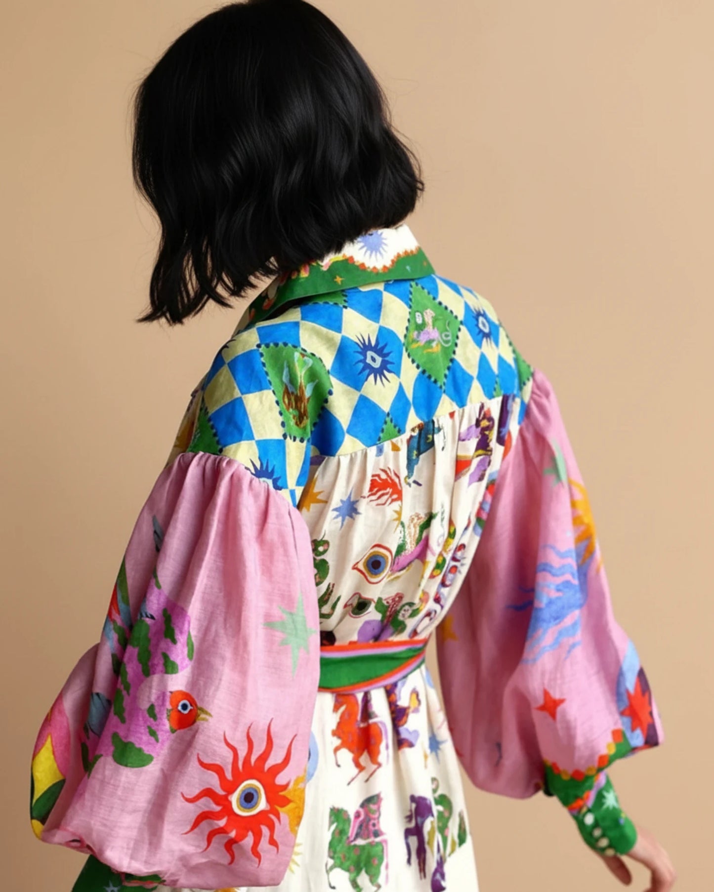Women's Printed Button-Down Shirt Maxi Dress