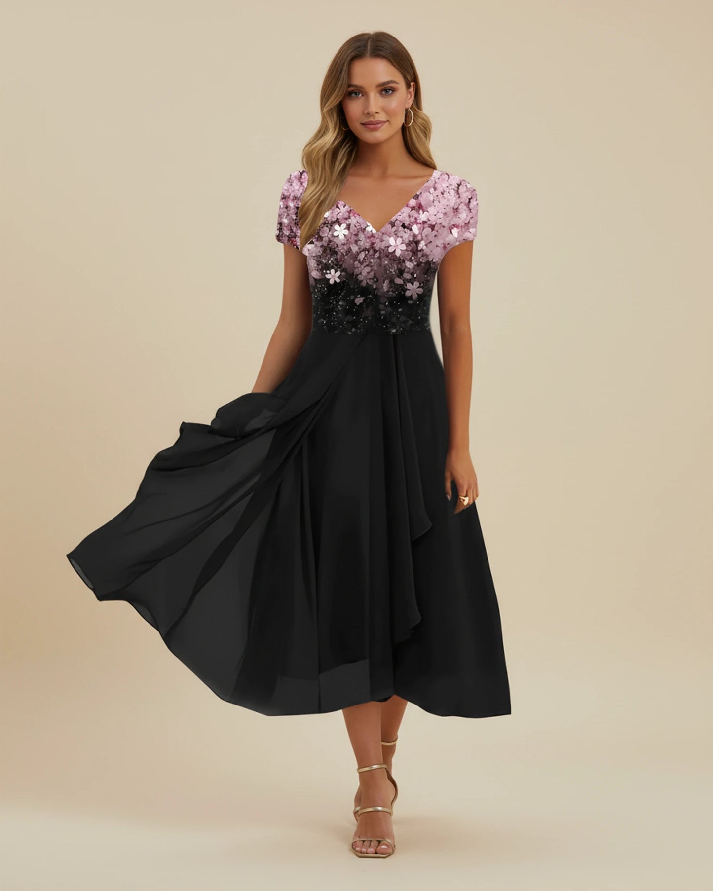 Women's Floral A-Line Midi Dress image