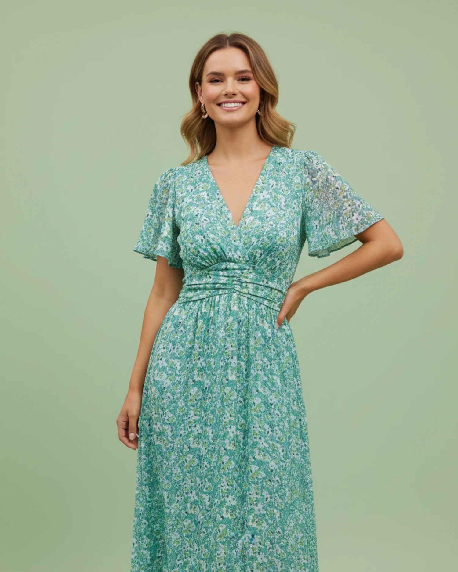 Women's Floral V-Neck Maxi Dress image