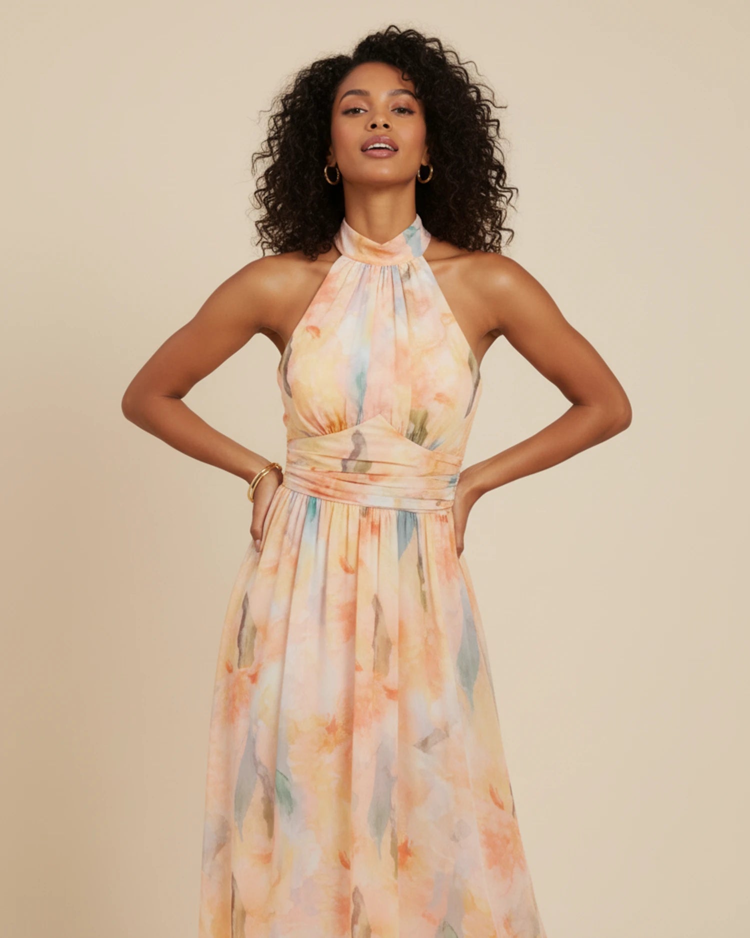 Women's Halter A-Line Midi Dress image