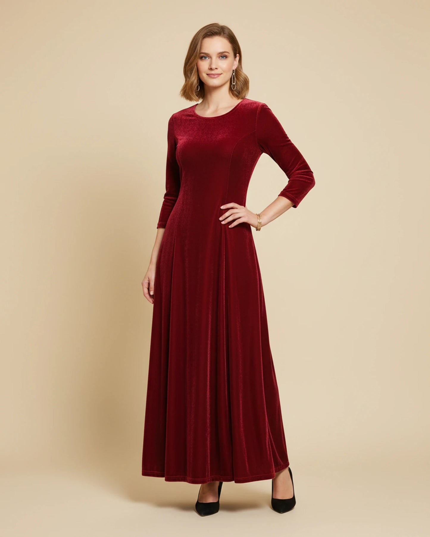 Women's Long Sleeve A-Line Maxi Dress image