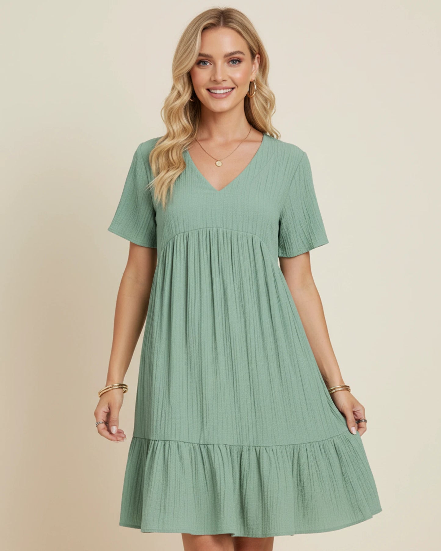 Women's V-Neck A-Line Mini Dress image