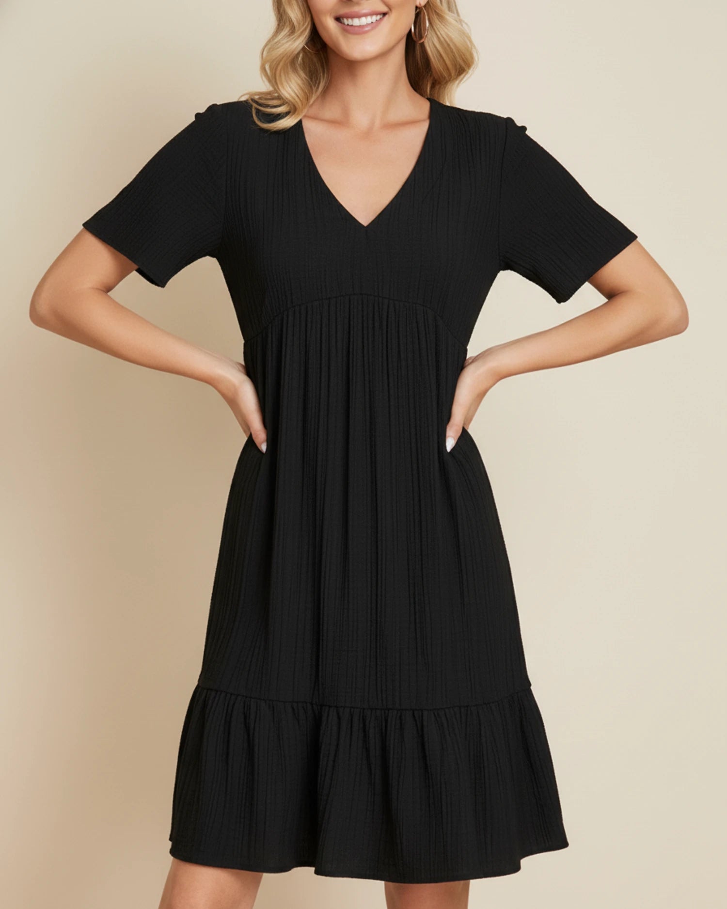 Women's V-Neck A-Line Mini Dress image
