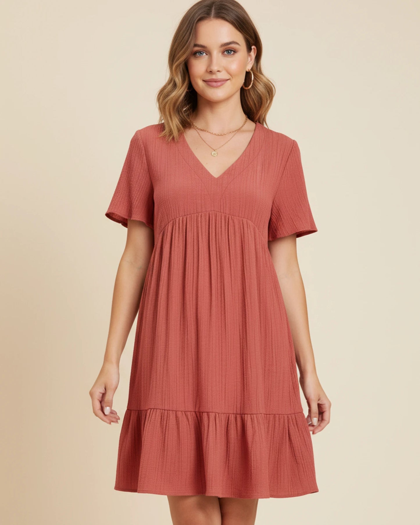 Women's V-Neck A-Line Mini Dress image