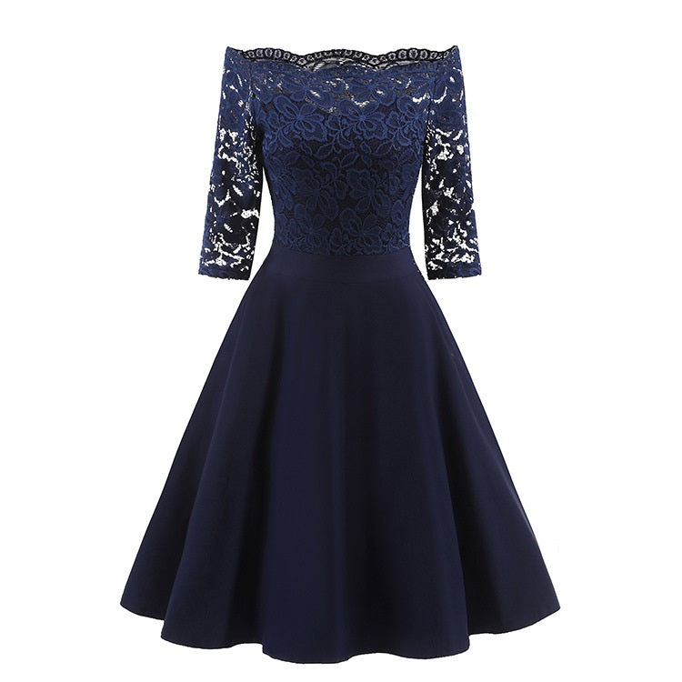 Women's 3/4 Sleeve A-Line Midi Dress - Image 1