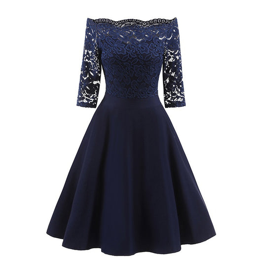 Women's 3/4 Sleeve A-Line Midi Dress - Image 1