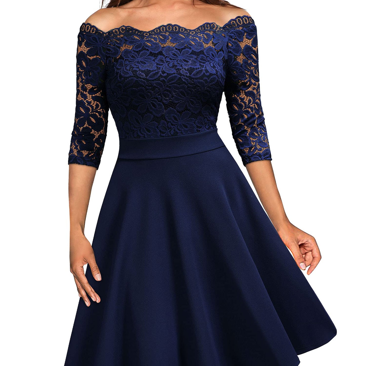 Women's 3/4 Sleeve A-Line Midi Dress - Image 2