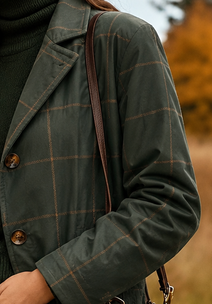 Women's Plaid Wool Blend Trench Coat - Image 2