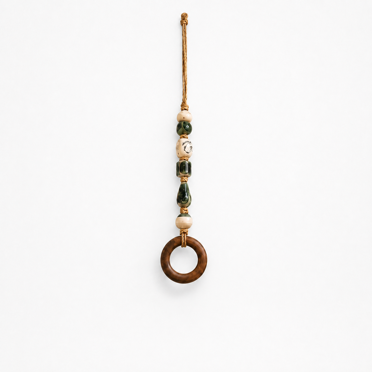 Wood-Look Ring Bead-Accent Towel Holder