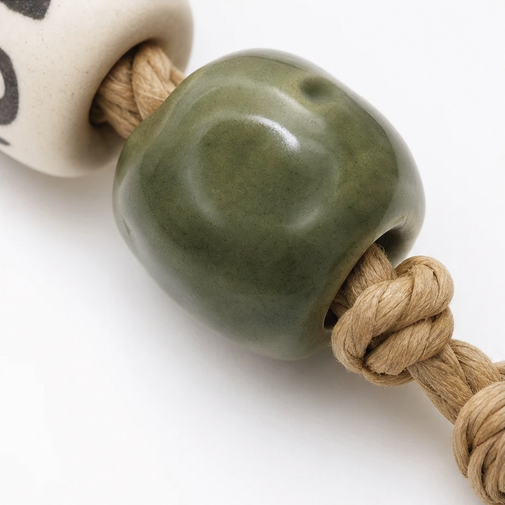 Wood-Look Ring Bead-Accent Towel Holder