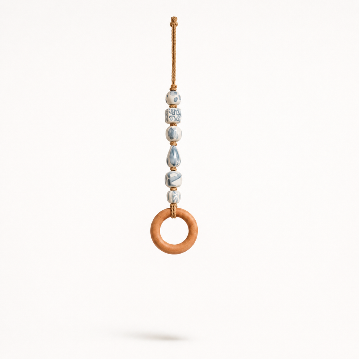 Wood-Look Ring Bead-Accent Towel Holder