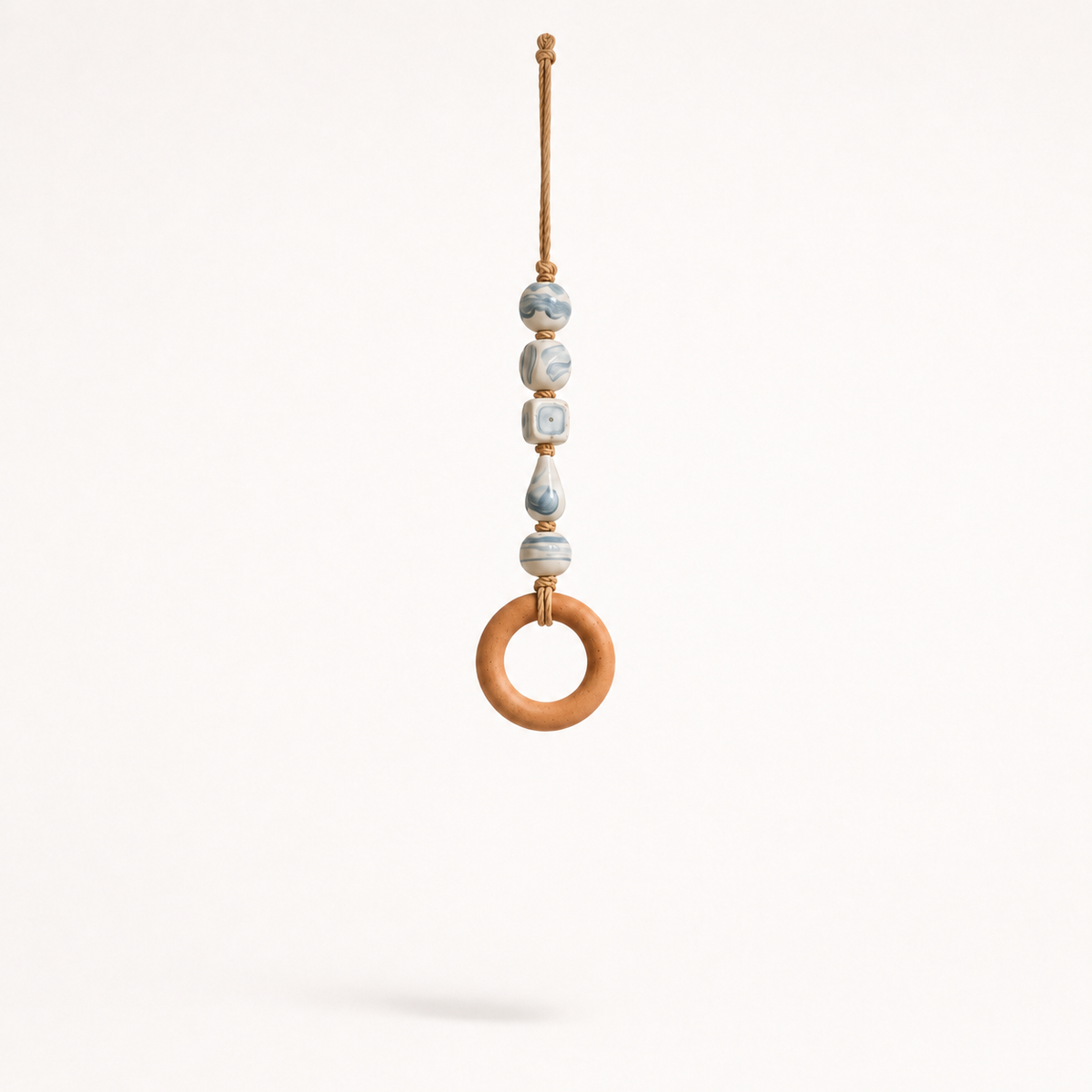 Wood-Look Ring Bead-Accent Towel Holder