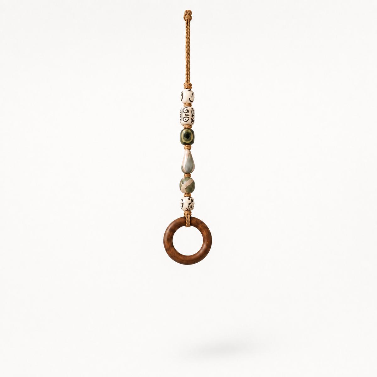 Wood-Look Ring Bead-Accent Towel Holder
