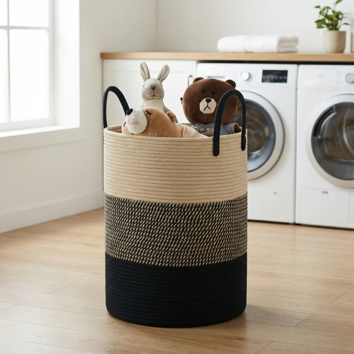 Woven Storage Basket with Carrying Handles